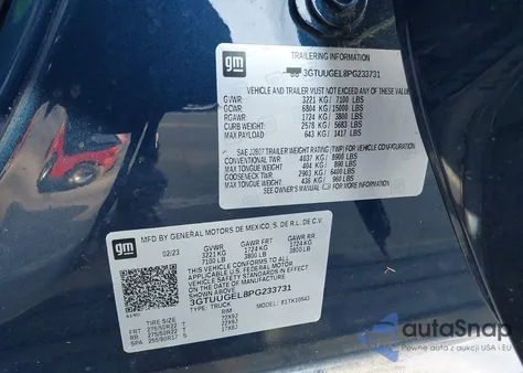 2023 GMC Sierra 1500 4Wd Short Box Denali z USA, uszkodzony, nr VIN 3GTUUGEL8PG233731